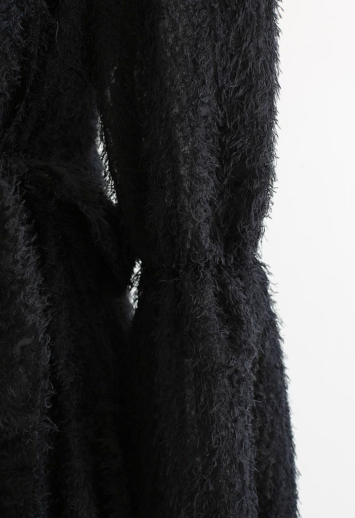 Mini Robe Asymétrique Bowknot Enveloppée Floue en Noir