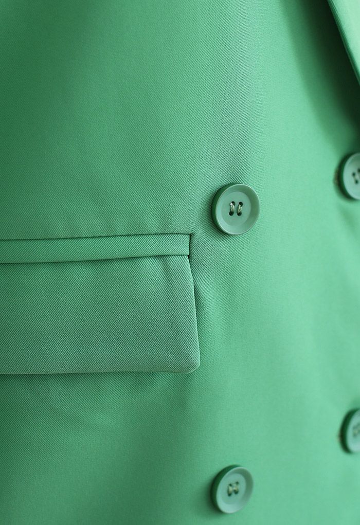 Blazer à double boutonnage avec poches à rabat en vert