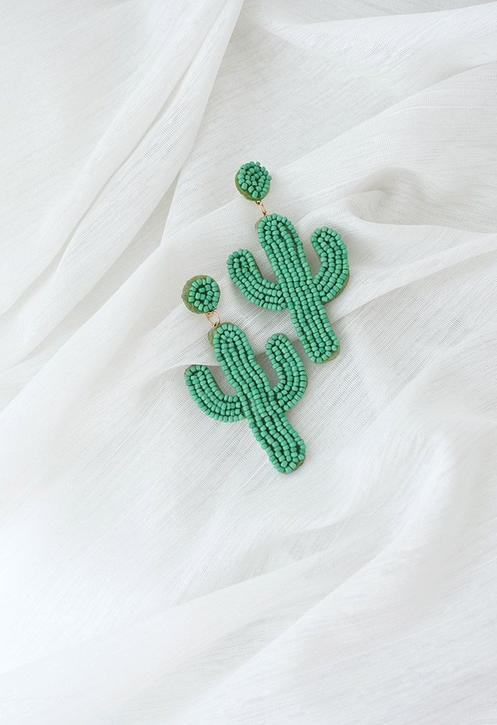 Boucles d'oreilles cactus perlées