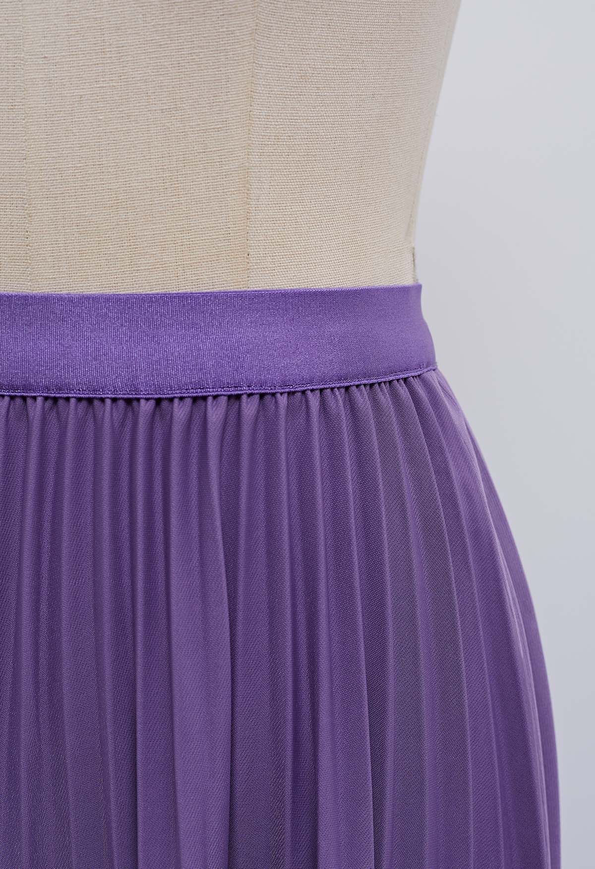 Jupe mi-longue plissée Simplicity en violet