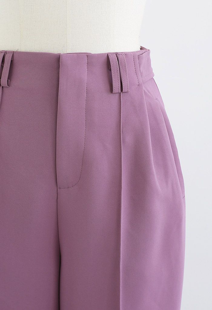 Pantalon coupe droite à taille boutonnée Simplicity en violet