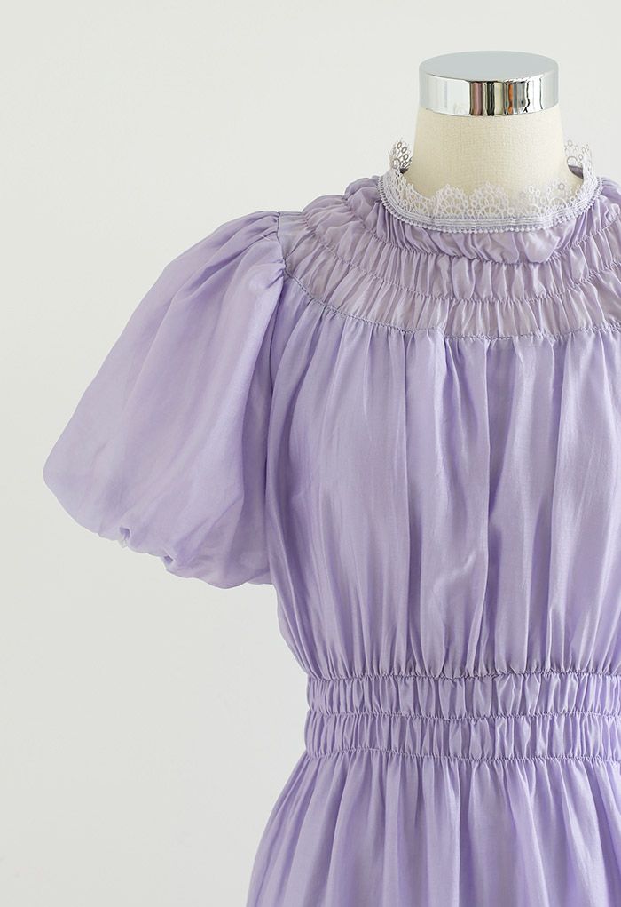 Robe froncée à manches courtes Lilac Dream