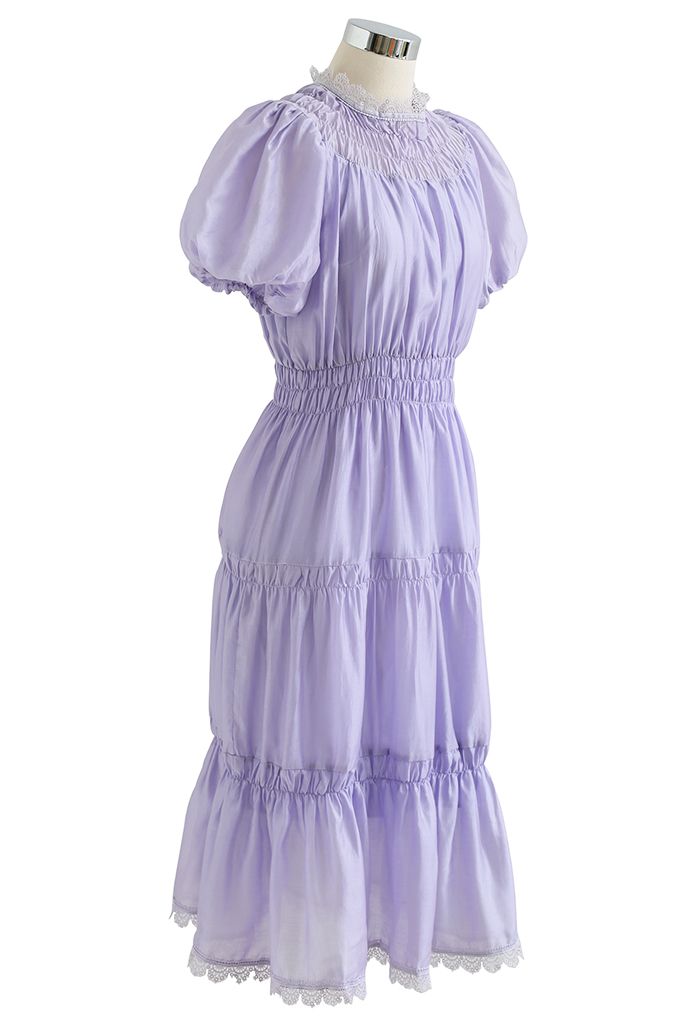 Robe froncée à manches courtes Lilac Dream