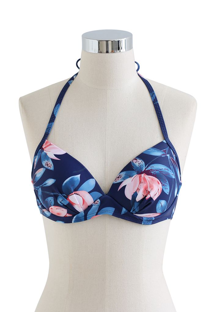 Ensemble de bikini deux pièces à manches longues Magnolia en bleu marine