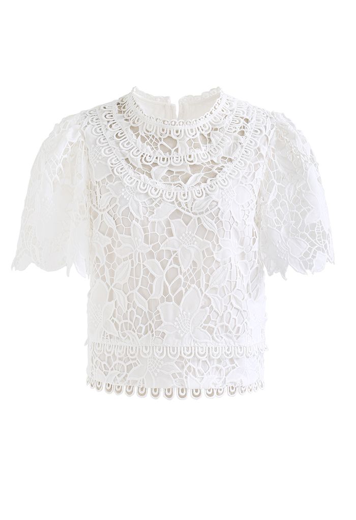 Lys en fleurs - Haut court Crochet Complet en Blanc