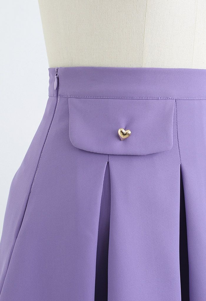 Mini-jupe plissée à boutons Tiny Heart en violet