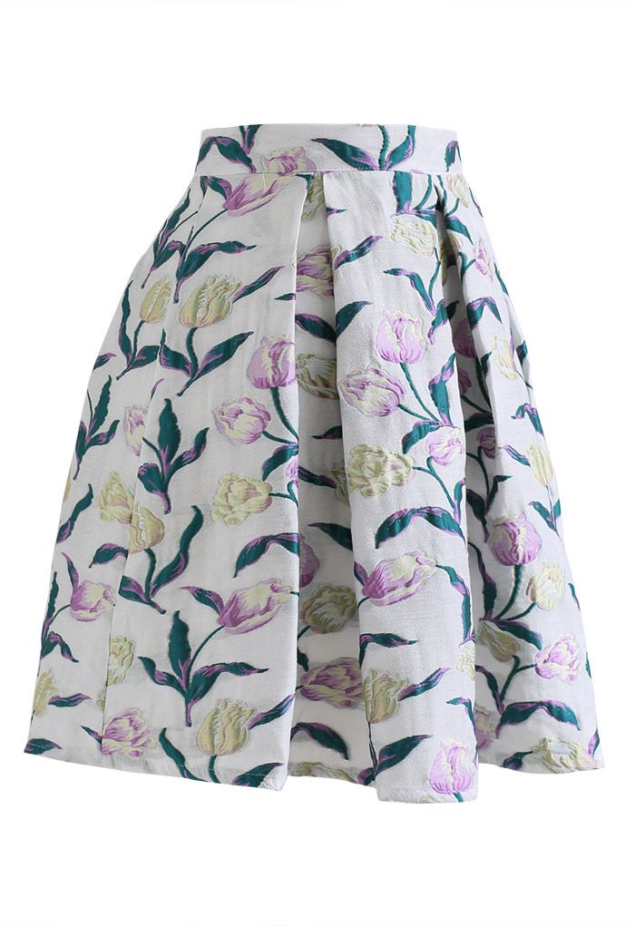 Mini-jupe plissée en jacquard tulipe bicolore
