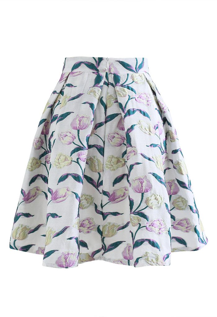 Mini-jupe plissée en jacquard tulipe bicolore