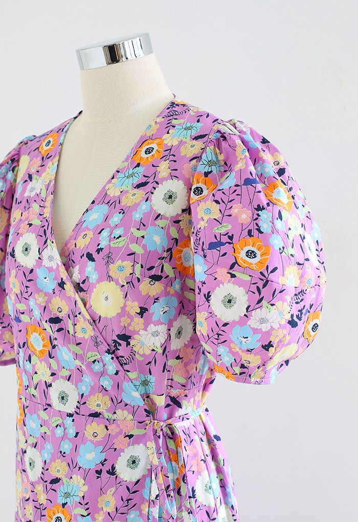 Garden Party Robe portefeuille à volants en violet