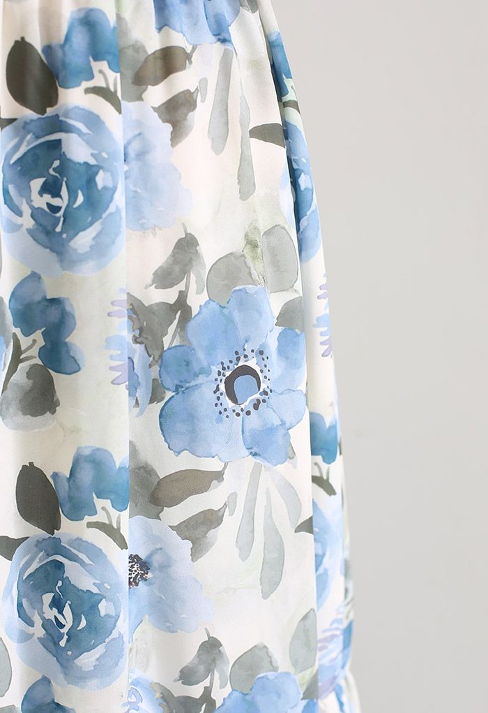 Robe longue portefeuille à volants Blossom aquarelle