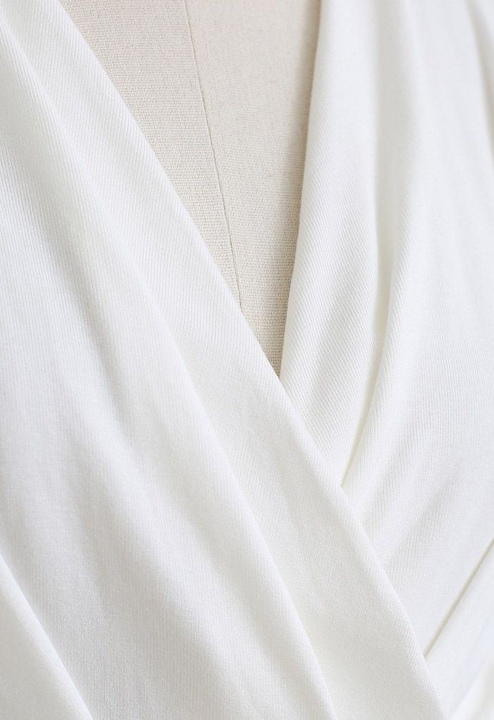 Top cache-cœur à manches courtes en coton ultra doux blanc