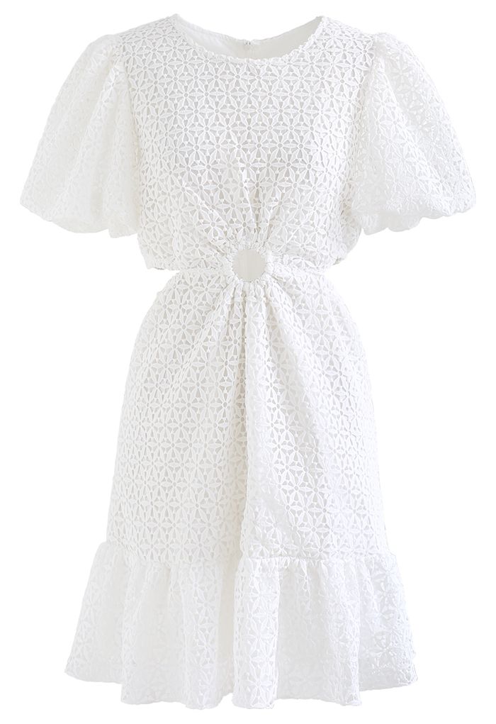 Mini robe à découpes à la taille avec joint torique en blanc