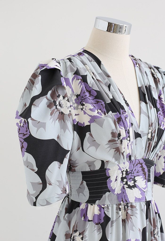 Robe volantée à manches bouffantes Blooming Pansy