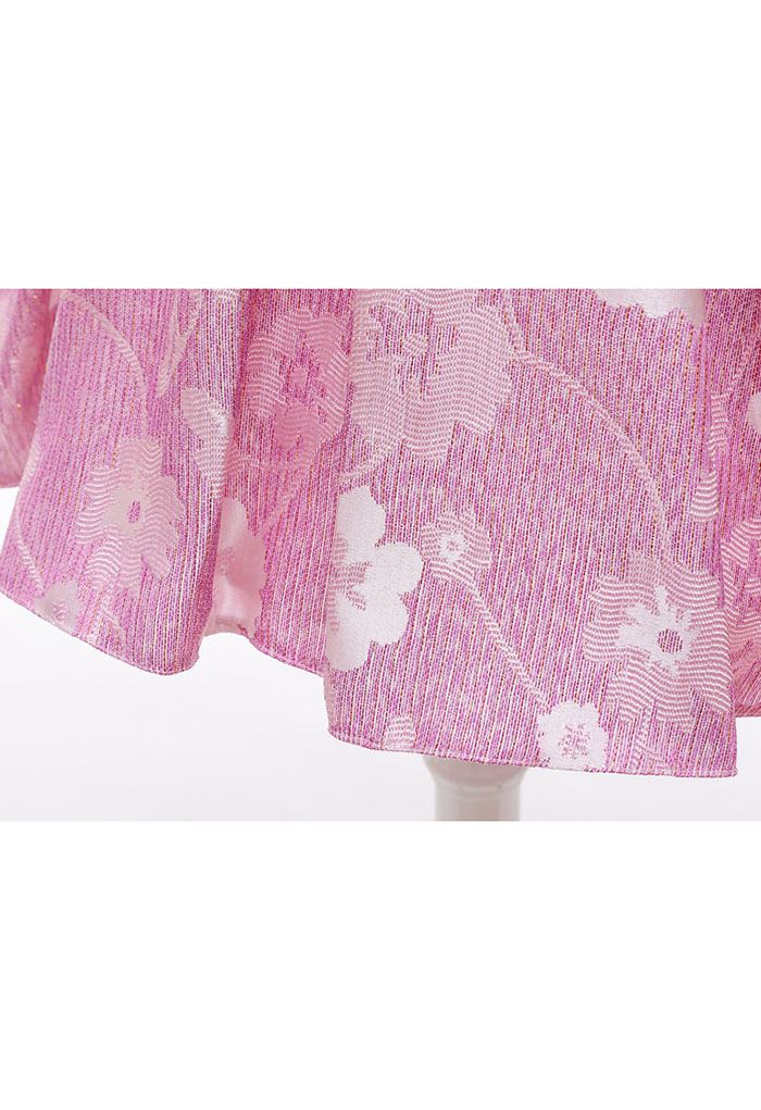 Robe de princesse en jacquard floral avec nœud papillon en rose pour les enfants