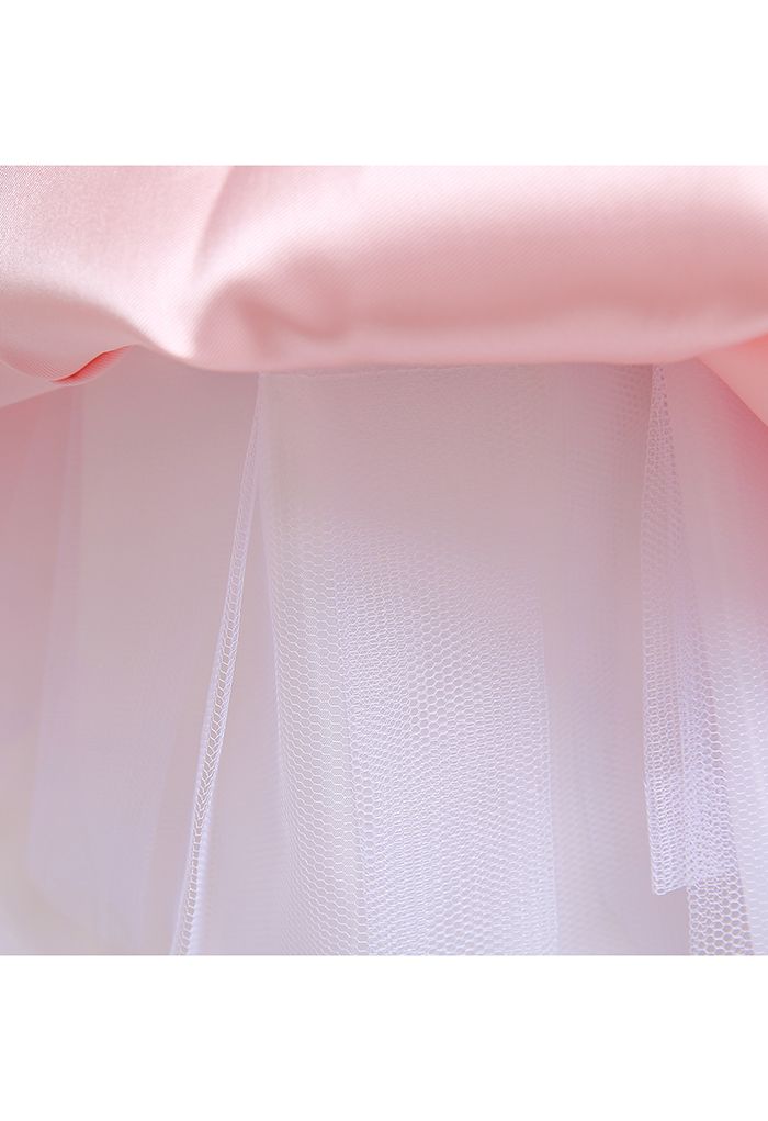 Robe de princesse Hi-Lo brodée avec nœud papillon en rose pour enfants
