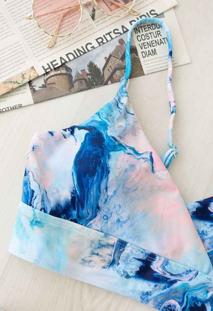 Ensemble de bikini cami peinture à l'huile rétro