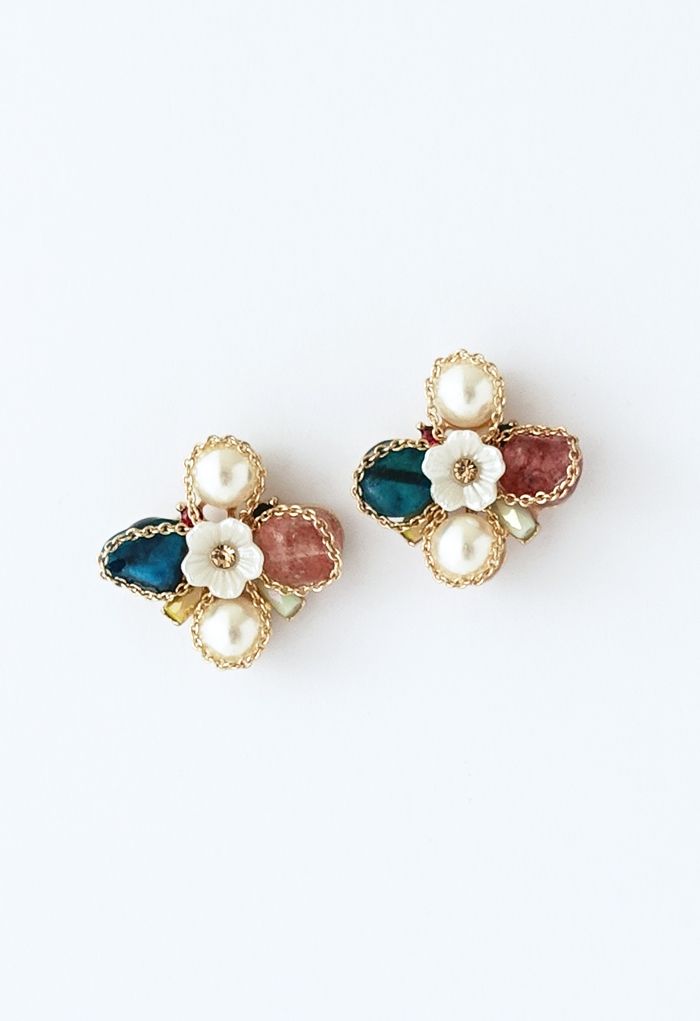 Boucles d'oreilles florales de bijoux mixtes