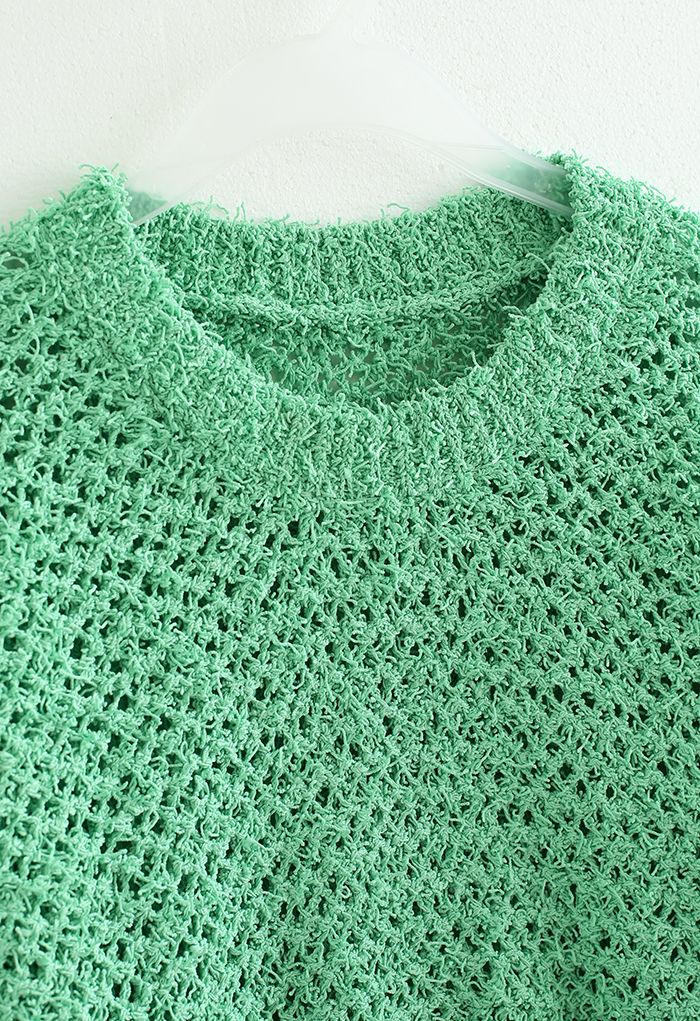 Crop top en tricot à ourlet asymétrique évidé en vert