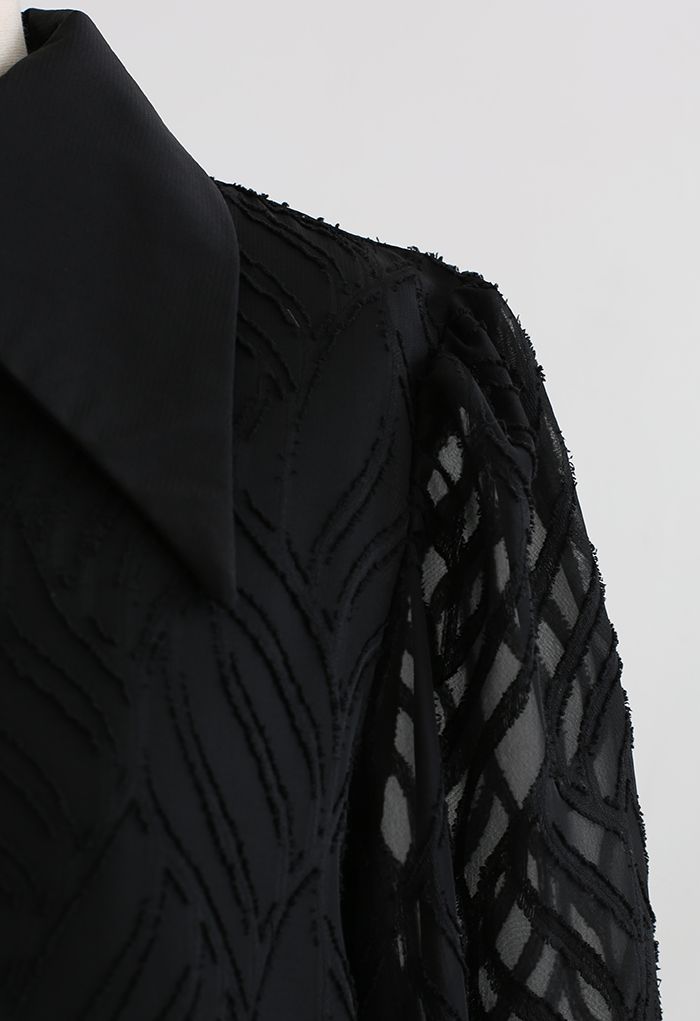 Chemise ample texturée ondulée chic en noir