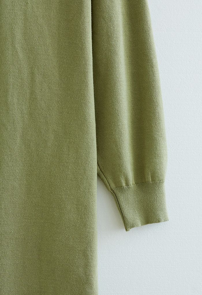 Cardigan long ample à col châle en vert mousse