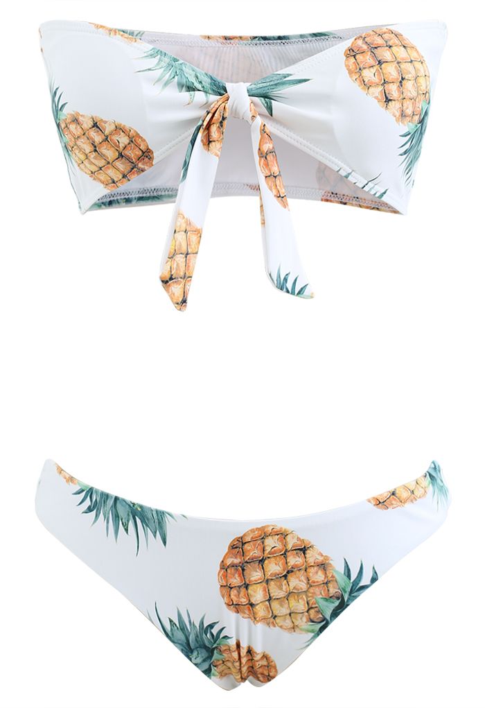 Ensemble de bikini sans bretelles à imprimé ananas