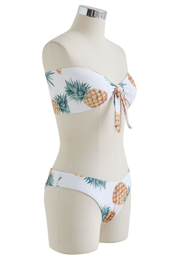 Ensemble de bikini sans bretelles à imprimé ananas