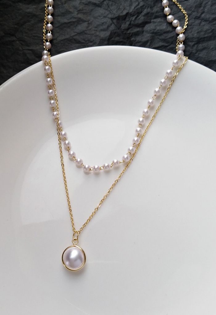 Collier double chaîne de perles