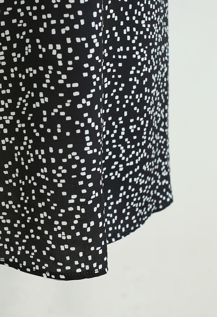 Robe portefeuille à motif petit cube en noir