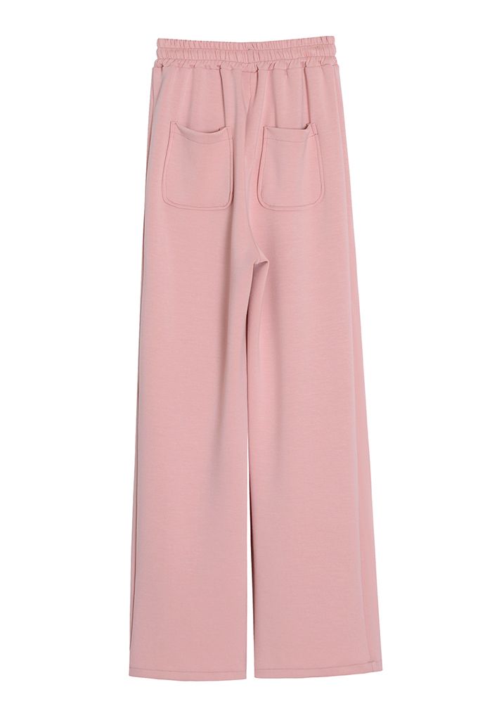 Pantalon droit à la taille avec cordon de serrage en rose