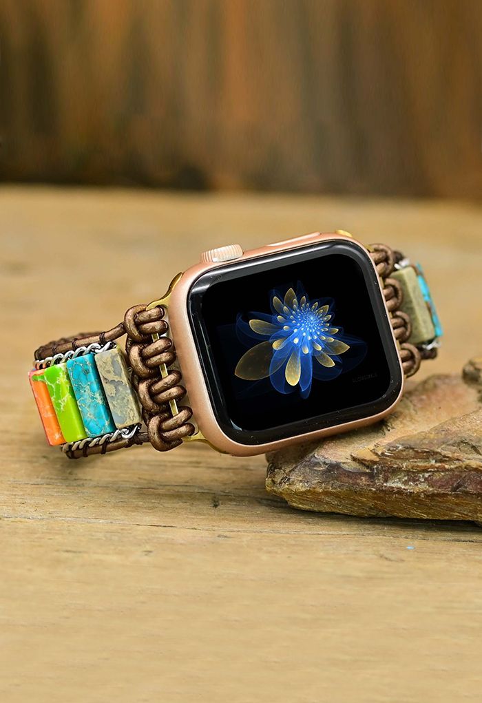 Bracelet de montre en pierre naturelle colorée Boho Chic
