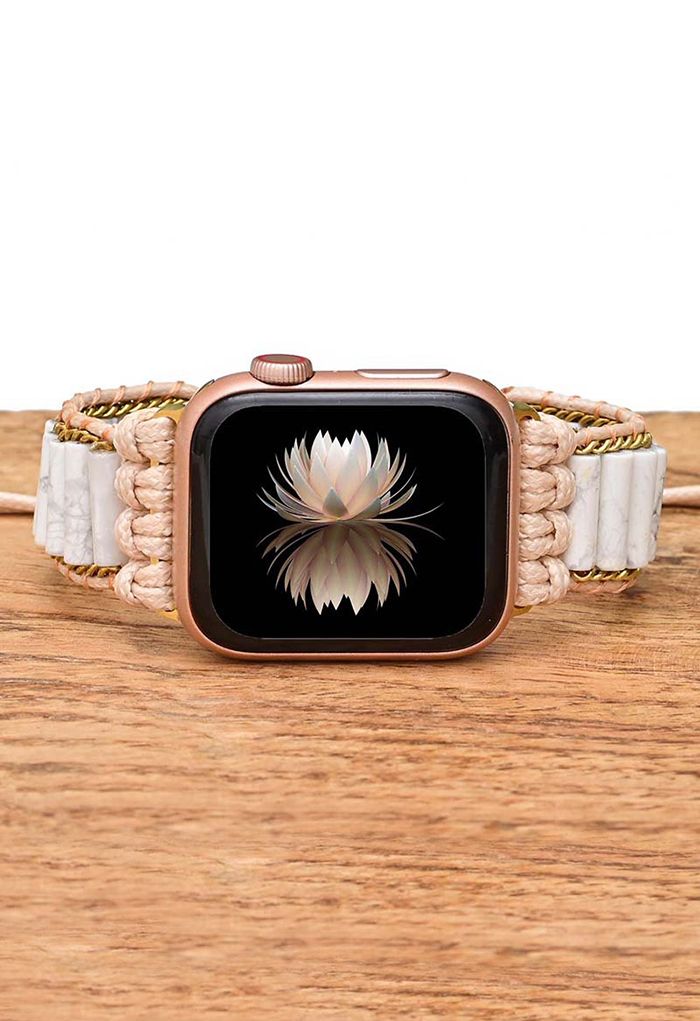 Bracelet de montre en pierre de magnésite blanche solide