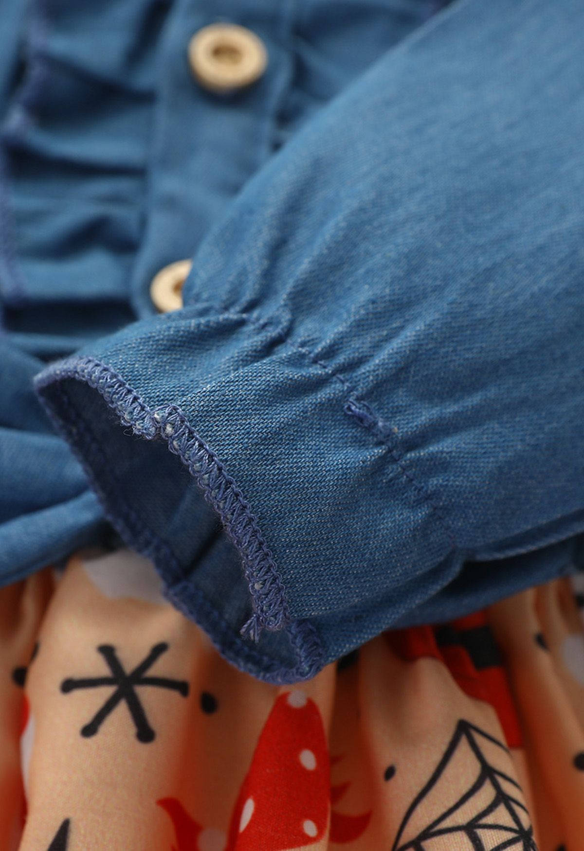 Robe nœud papillon épissée en jean pour fête d'Halloween pour enfants en abricot
