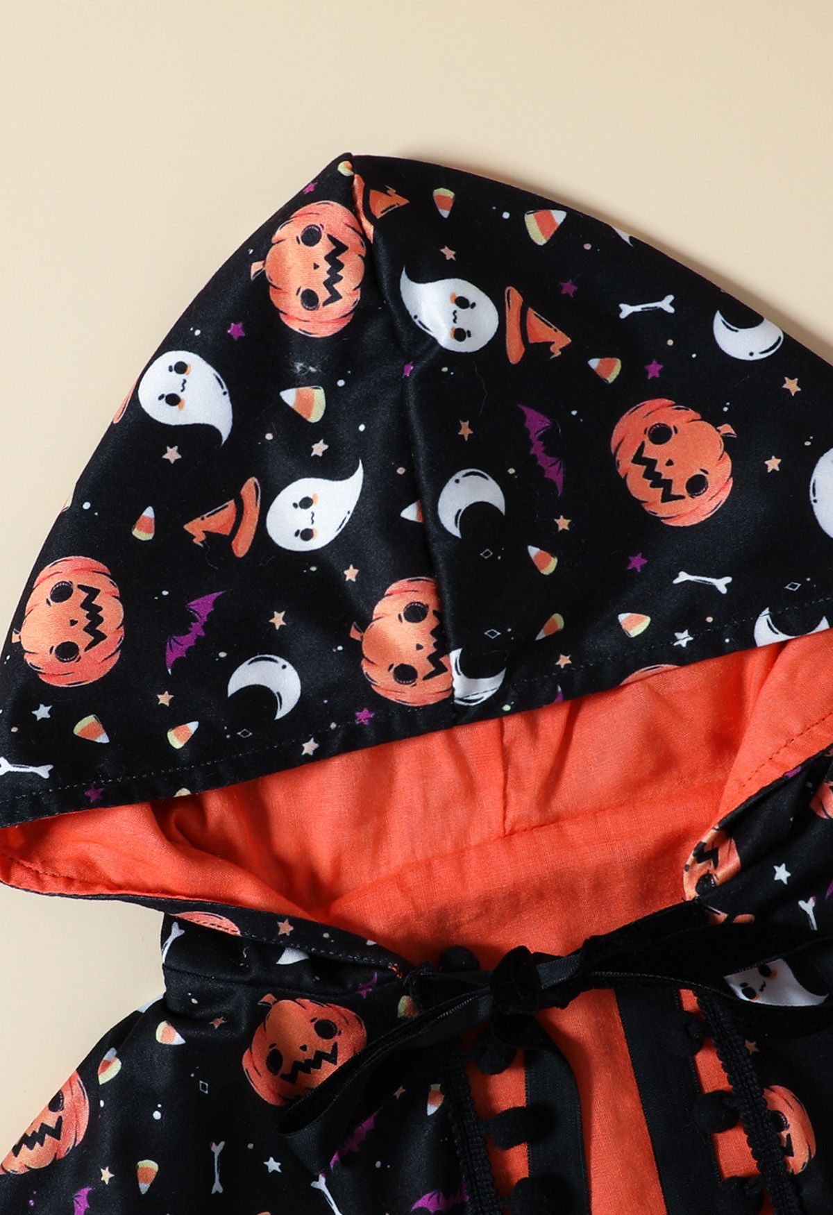 Robe en maille citrouille fantôme d'Halloween pour enfant avec cape à capuche