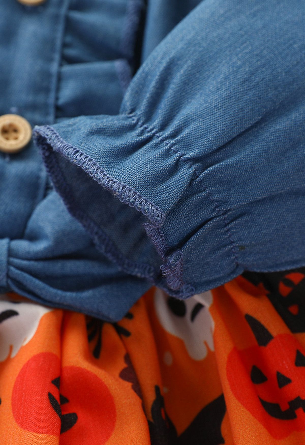 Robe nœud papillon épissée en denim pour fête d'Halloween pour enfants en orange