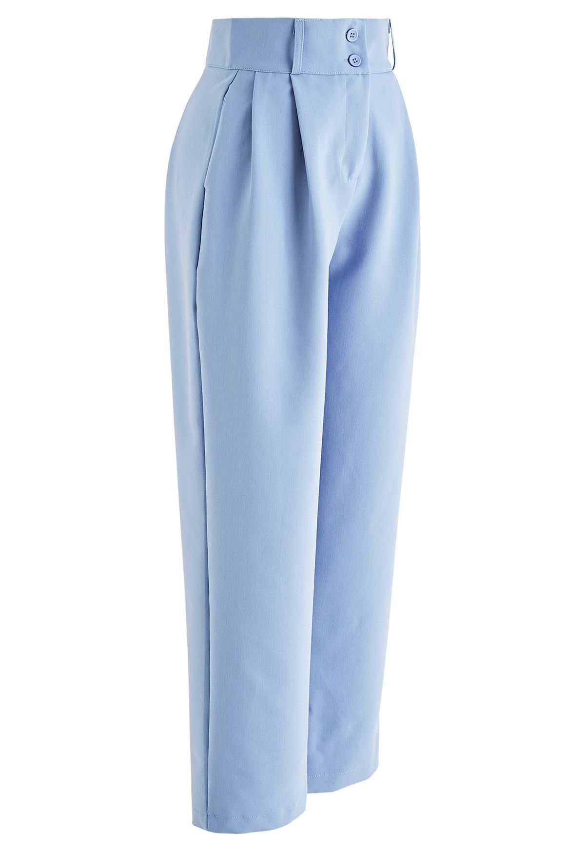Fascinant pantalon drapé à jambe droite en bleu