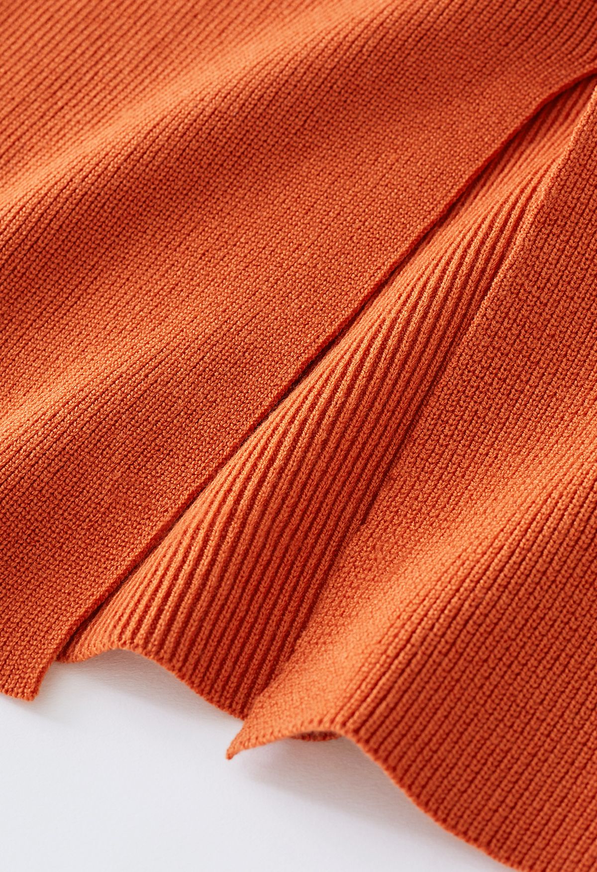Ensemble haut en tricot côtelé confortable et jupe mi-longue en orange