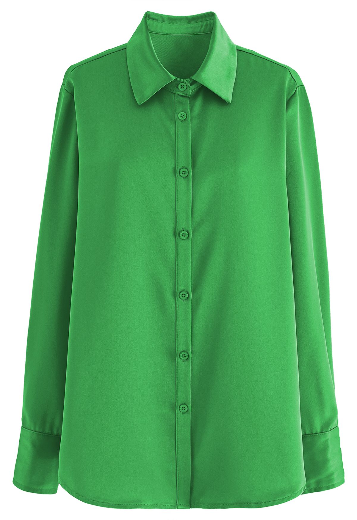 Chemise boutonnée au fini satiné en vert