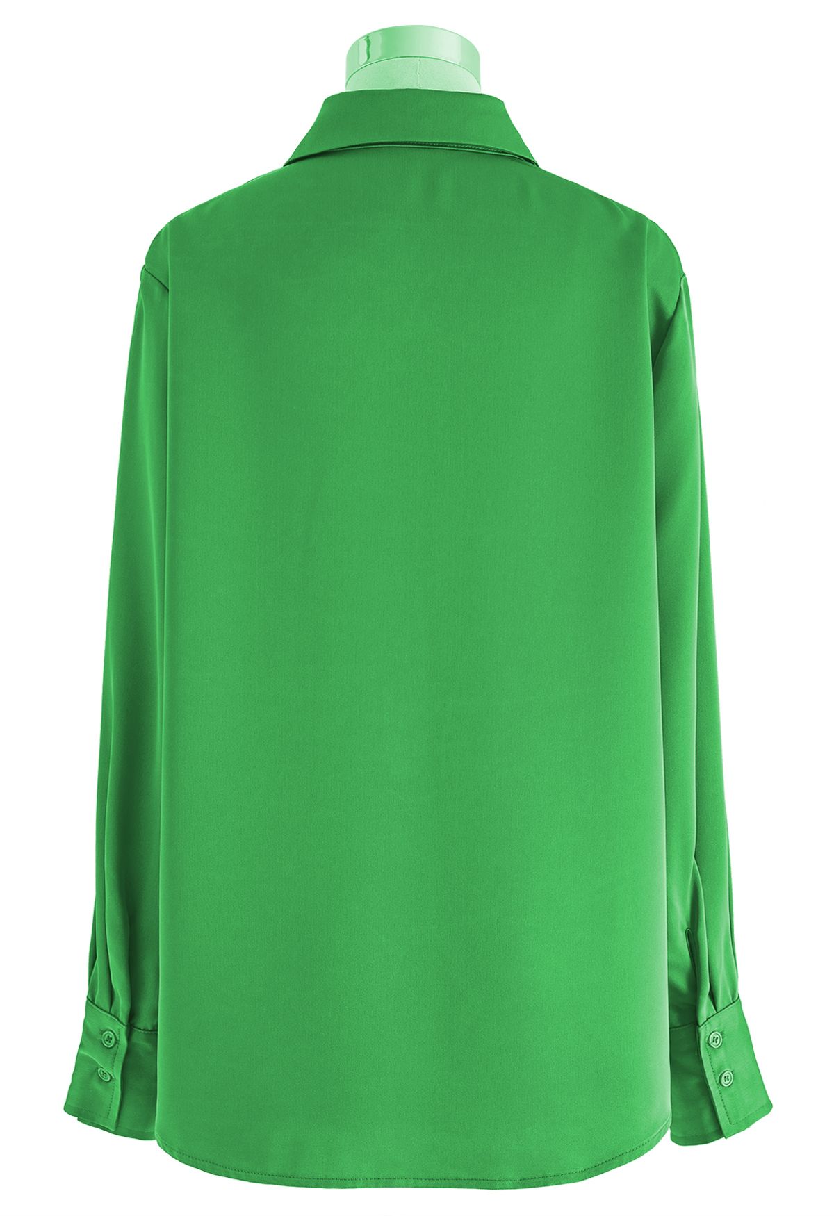 Chemise boutonnée au fini satiné en vert
