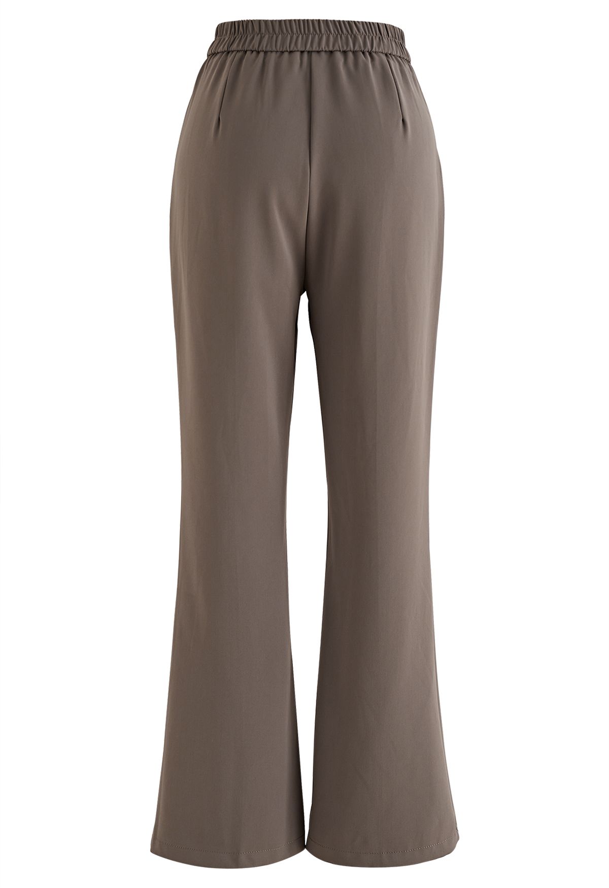 Pantalon évasé à taille semi-élastique en marron