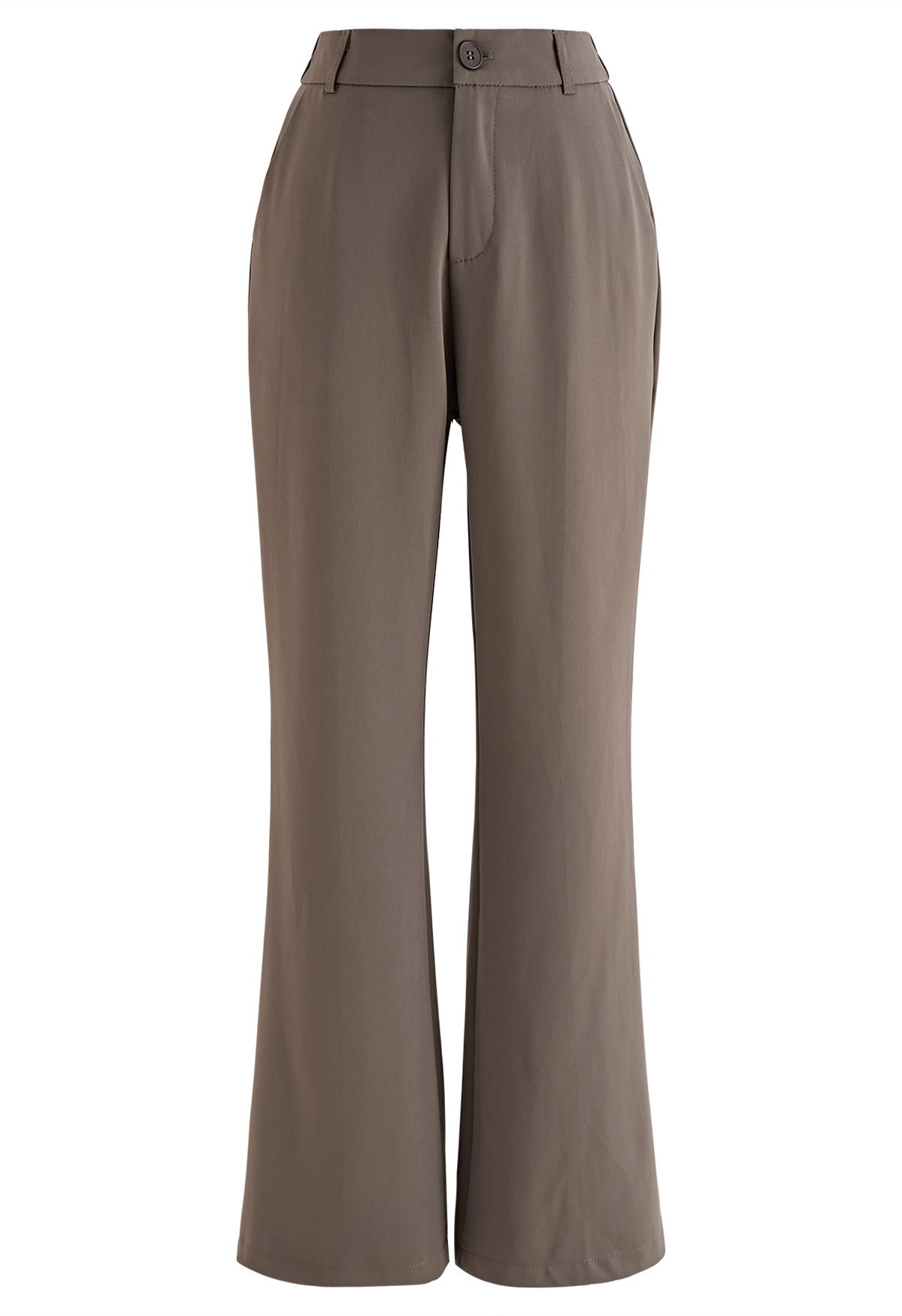 Pantalon évasé à taille semi-élastique en marron