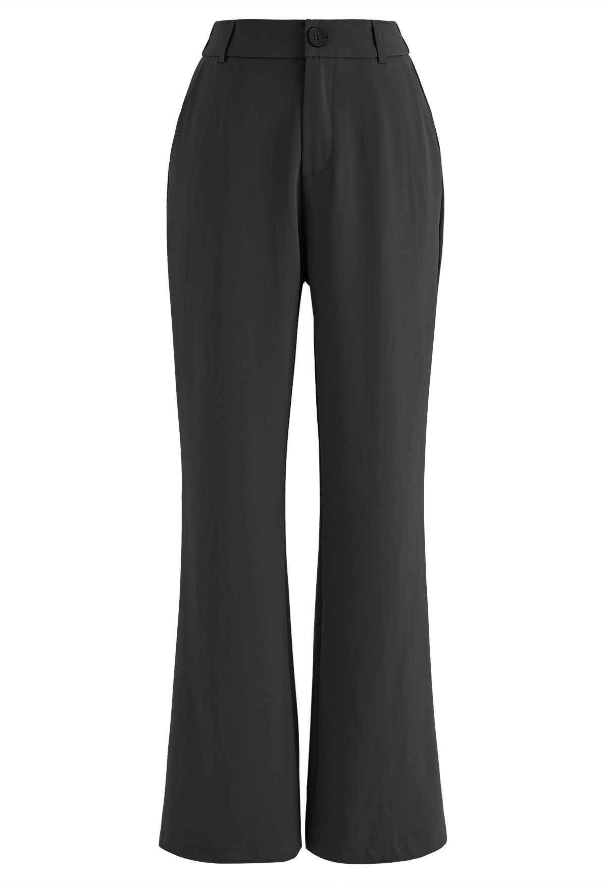 Pantalon évasé à taille semi-élastique en noir