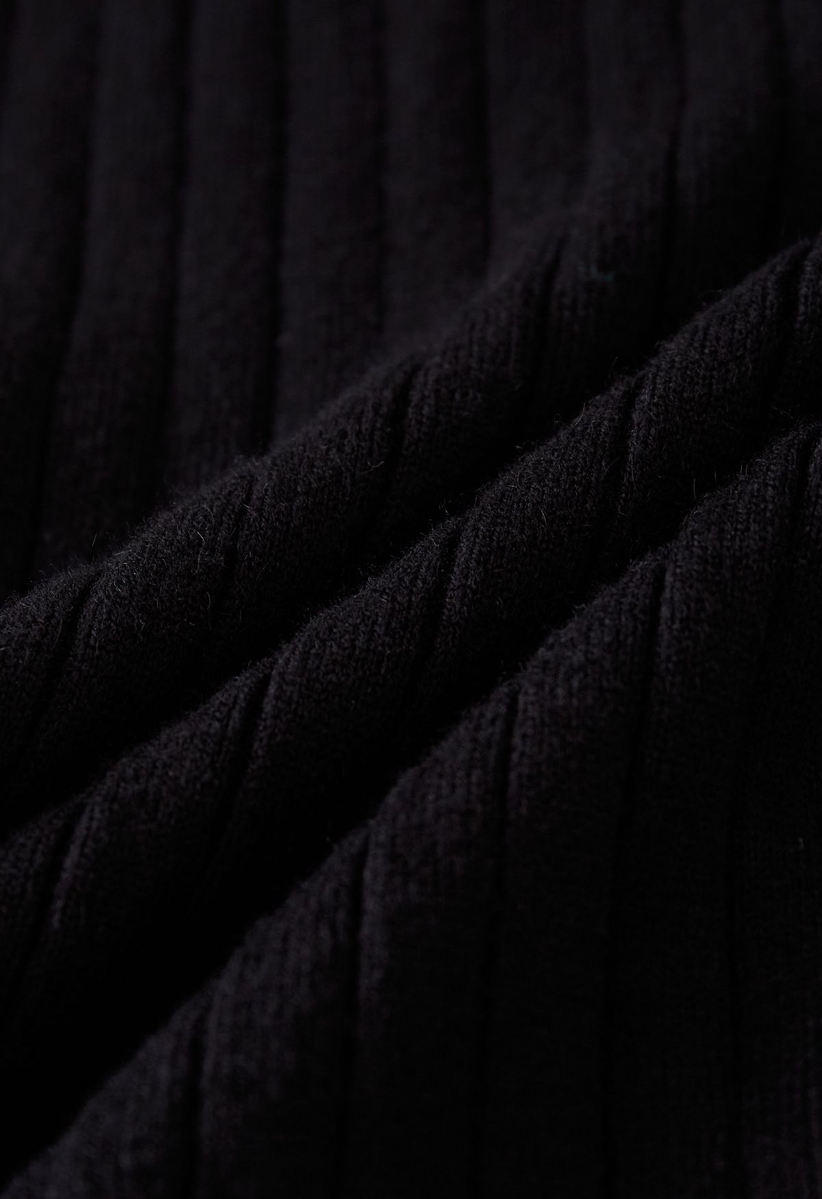 Pantalon en tricot côtelé à jambe droite en noir