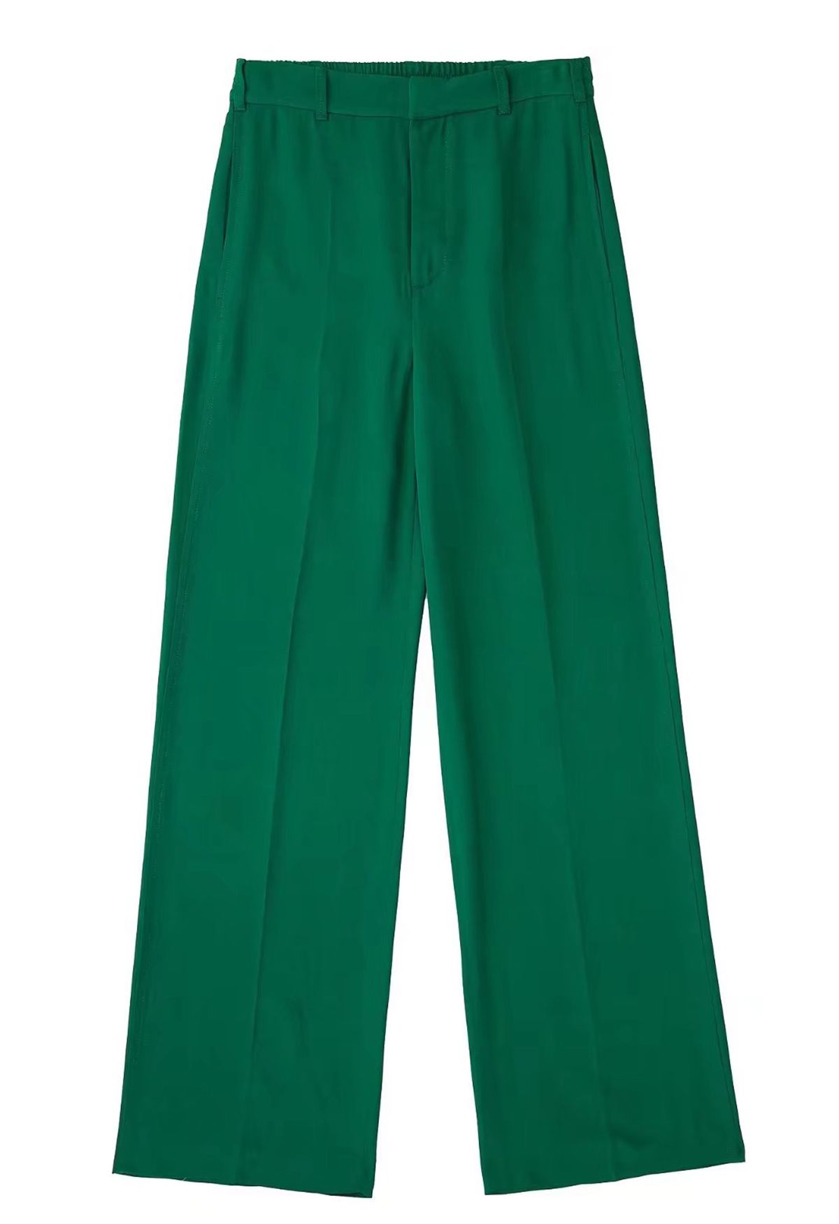 Pantalon à jambe droite drapé vert uni Simplicity