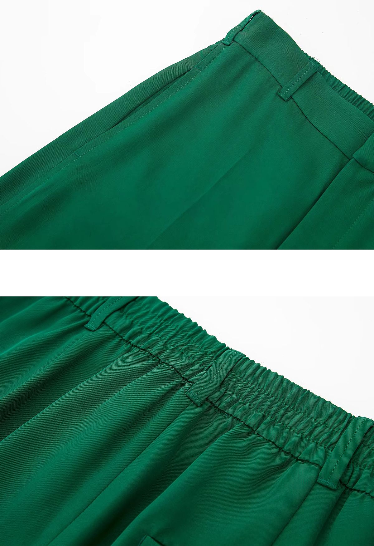Pantalon à jambe droite drapé vert uni Simplicity