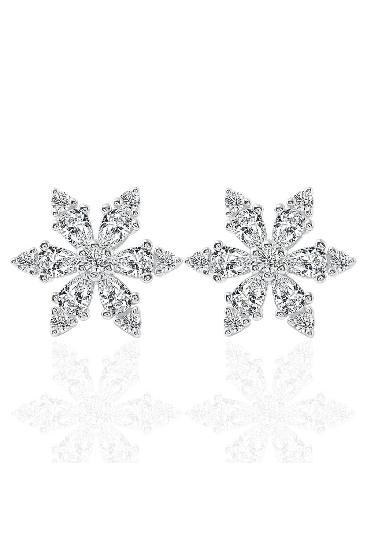 Boucles d'oreilles flocon de neige pleine moissanite diamant