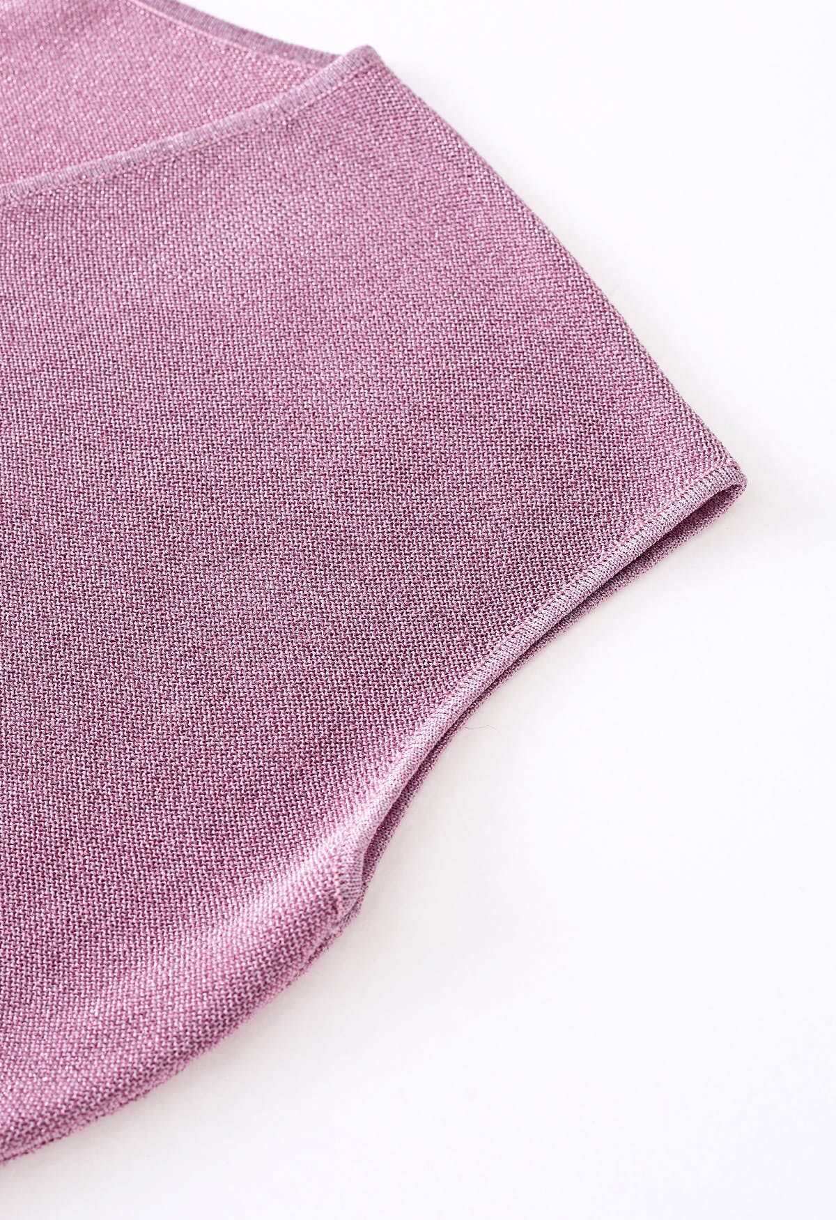 Haut sans manches à encolure en V en tricot scintillant en lilas