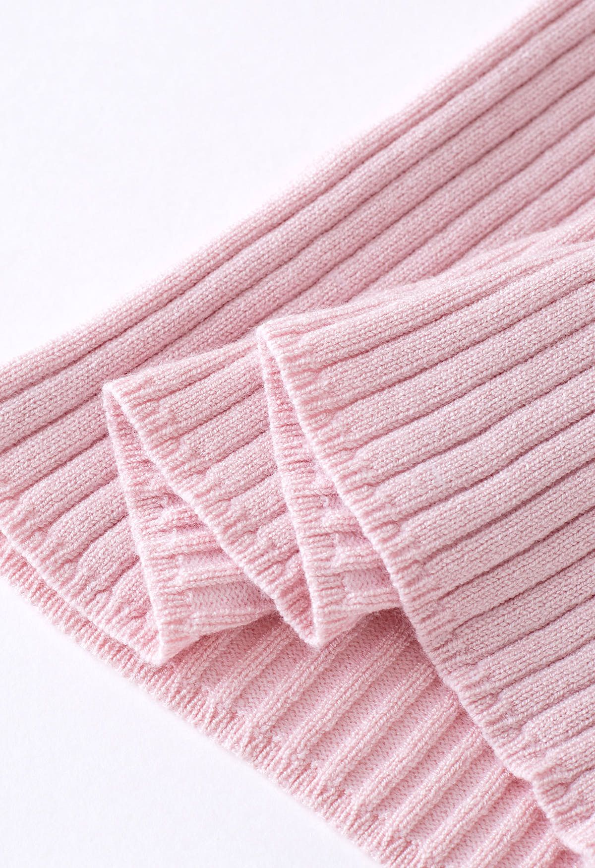 Haut en tricot sans bretelles à col licou en rose