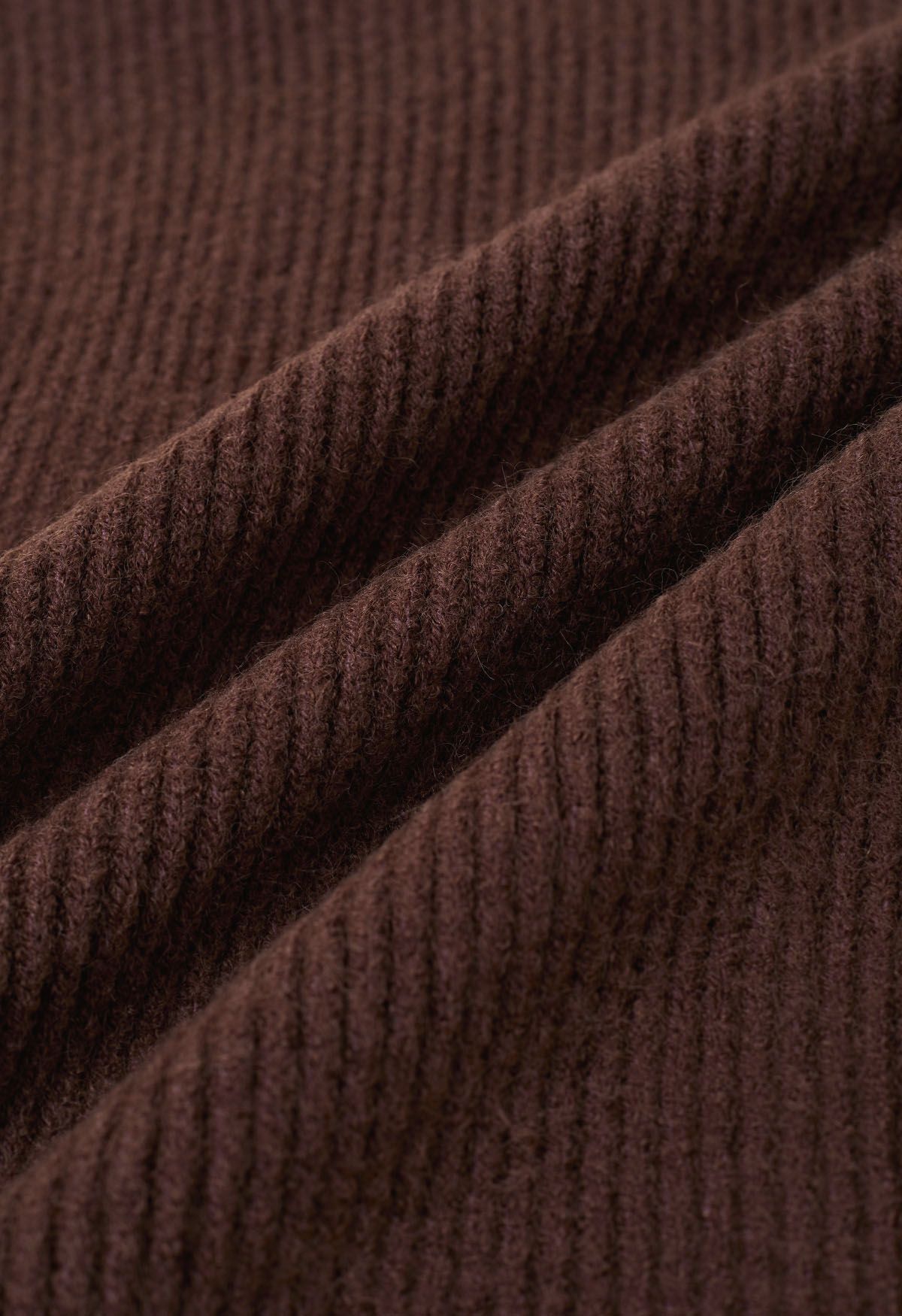 Gilet en tricot à col roulé uni en marron
