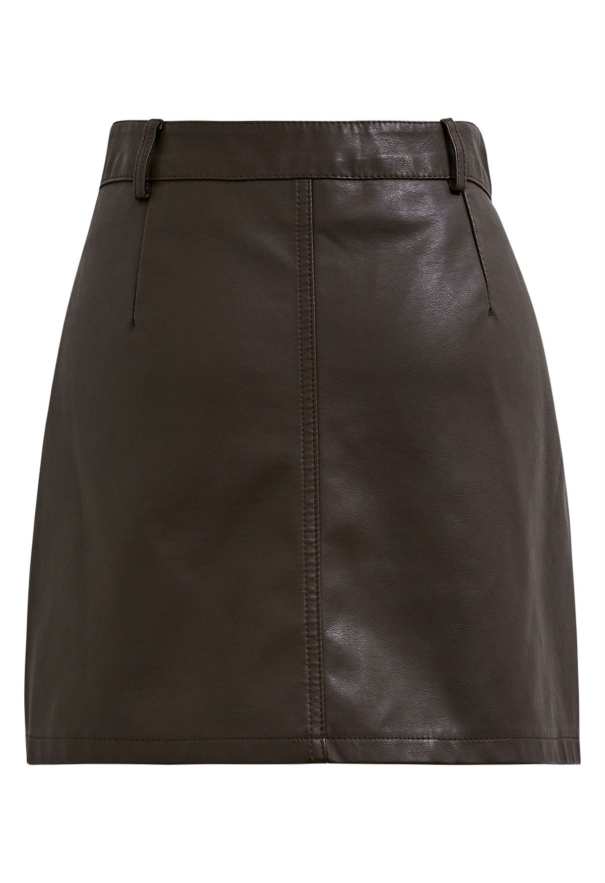 Mini-jupe en faux cuir avec poche plaquée, marron