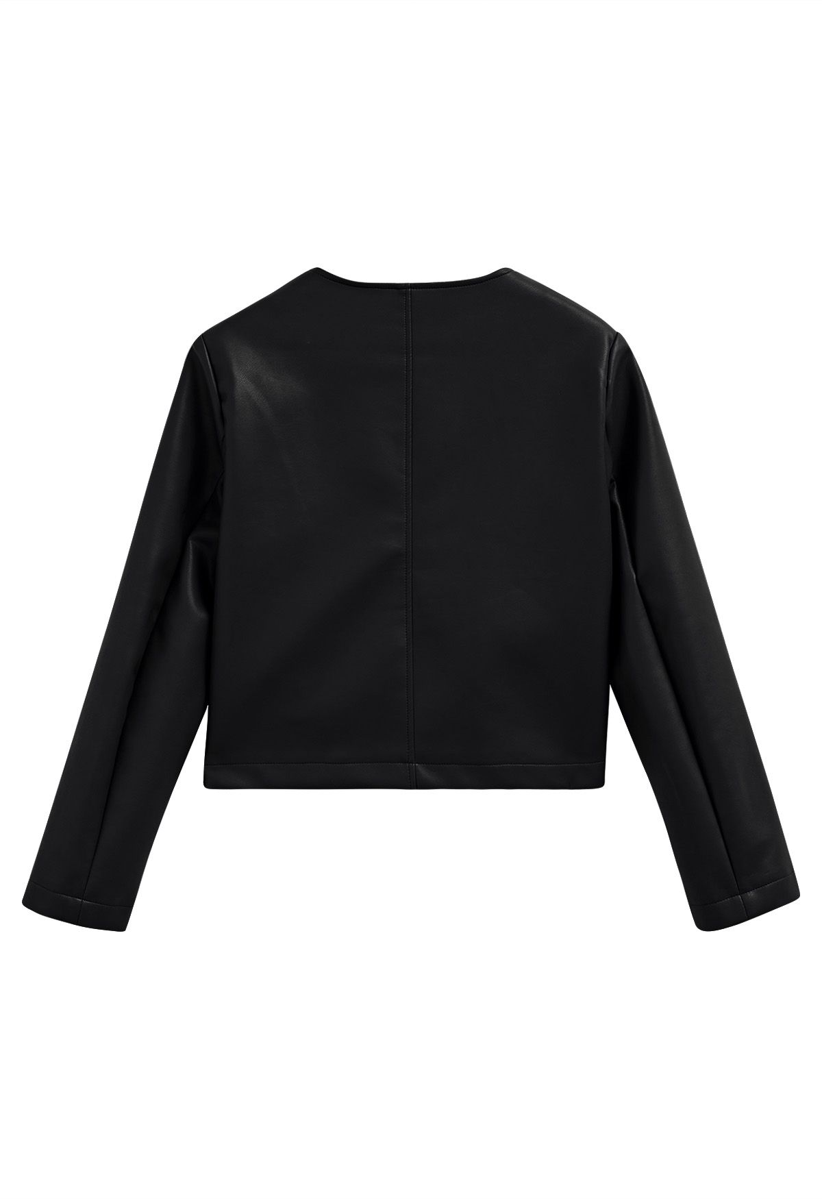 Veste courte boutonnée en faux cuir en noir